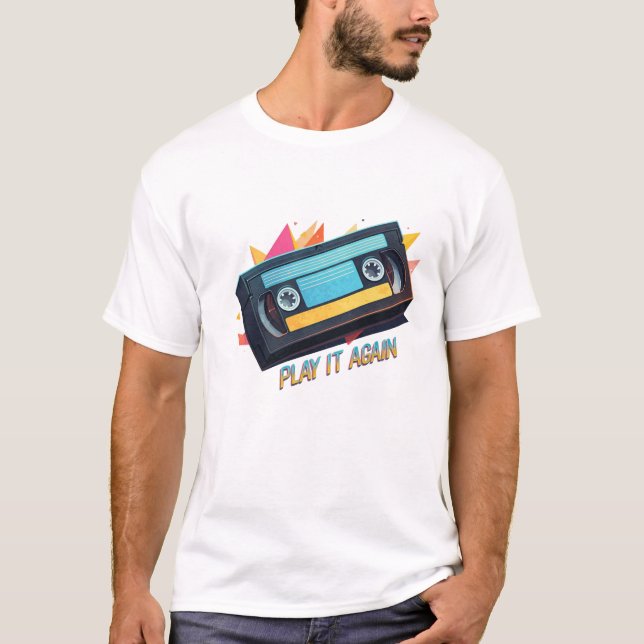 Camiseta Neon Retro Sunset Cassette Design (Frente)