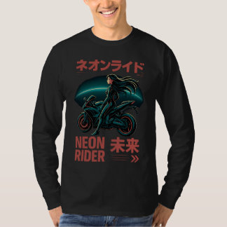 Camiseta Neon Rider - Japonês Cyber Aestético