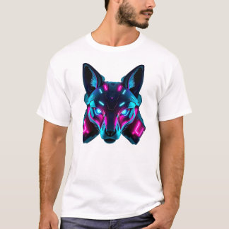 Camiseta Neon Robotic Fox Face Art