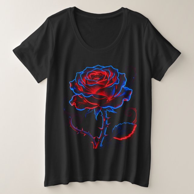 Camiseta Neon Rose Plus Size (Frente do Design)
