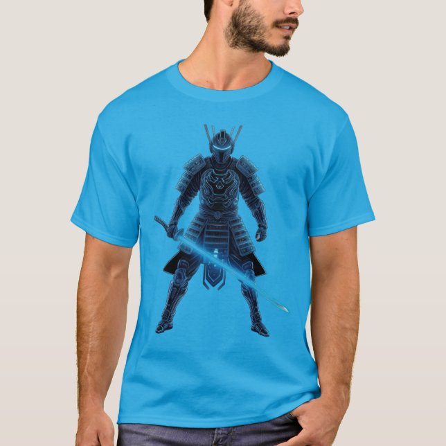 Camiseta Neon Samurai: Cyber Guerreiro (Frente)