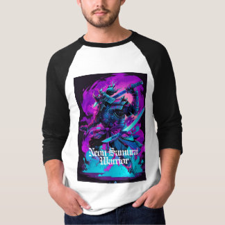 Camiseta Neon Samurai: Um Cyber Guerreiro do Futuro
