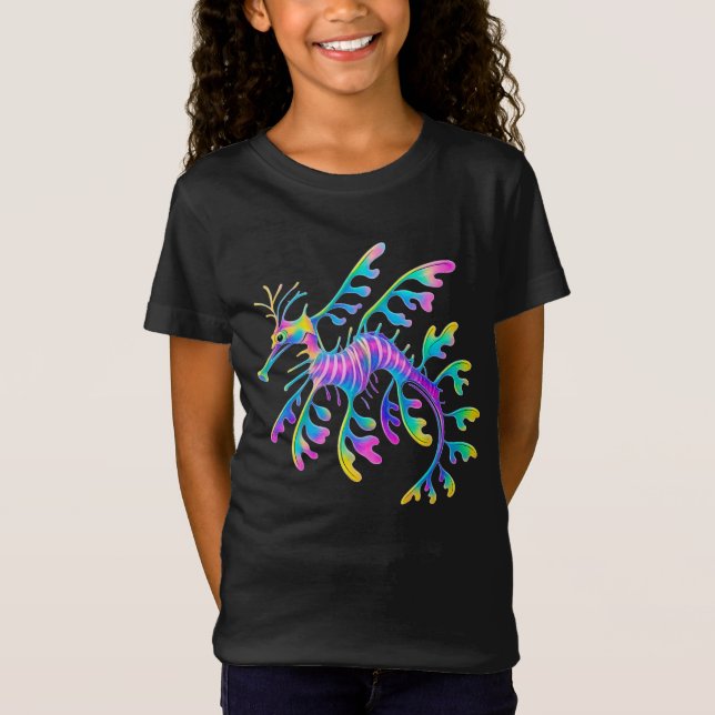 Camiseta Neon Sea Dragon – Surreal Ocean Art (Frente)