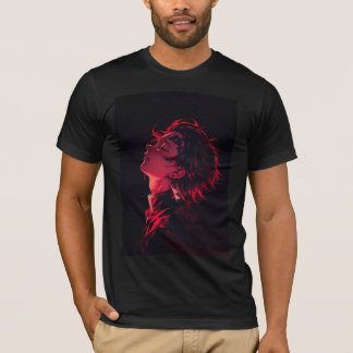 Camiseta Neon Silhueta Anime Vermelho Carmesim