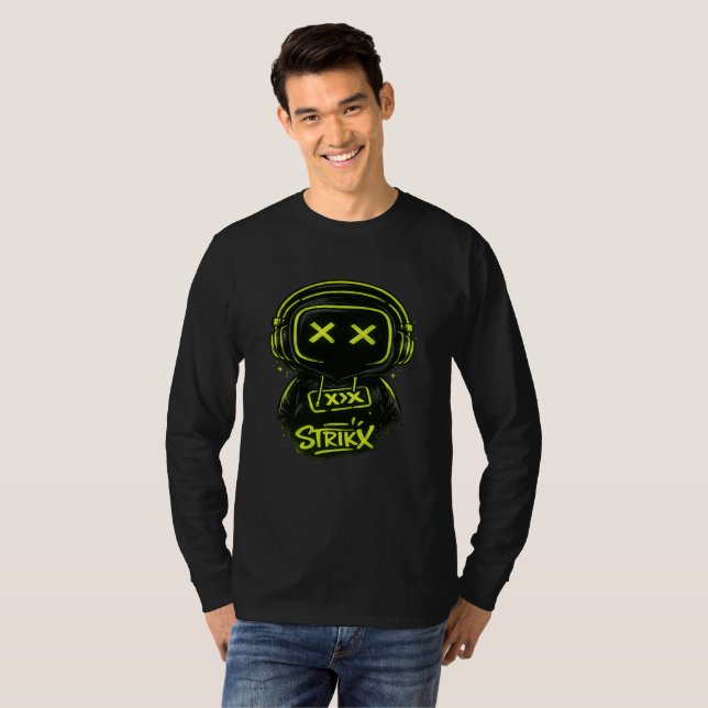 Camiseta Neon Skull Gamer Graphic Long Sleeve T-Shirt  (Frente Completa)