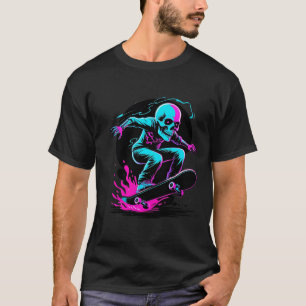 Camiseta Neon Skull Skateboard Art - Edgater Skater Design