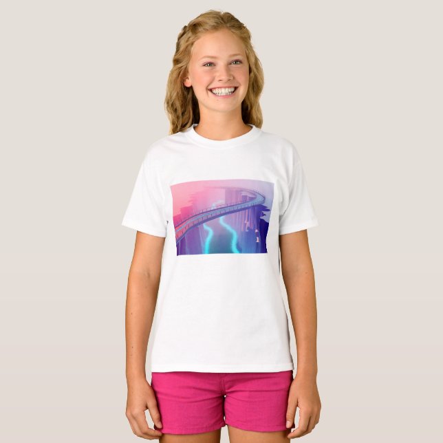 Camiseta Neon Skybridge Dreamscape (Frente Completa)