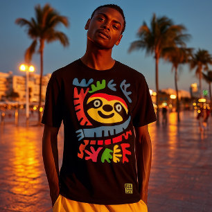 Camiseta Neon Sloth Art - Colorida Pop Jungle Animal Design