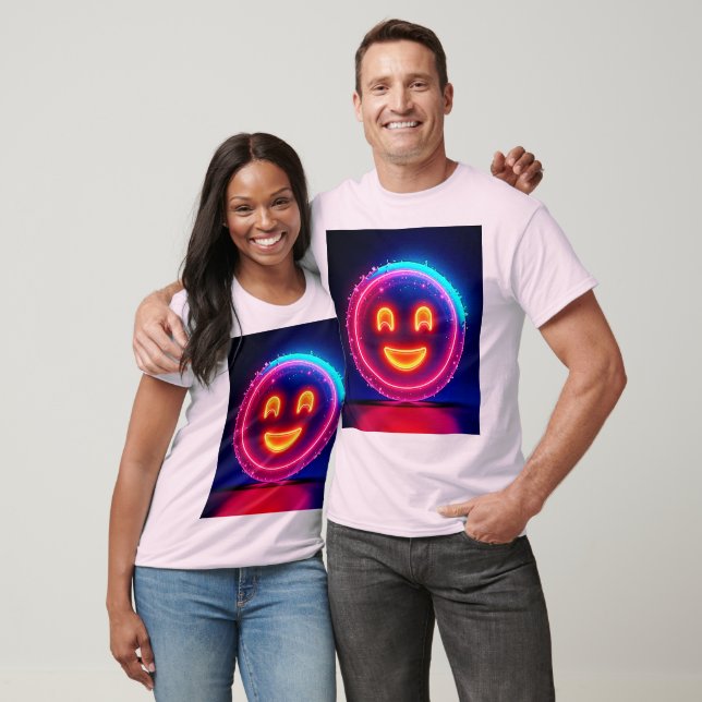 Camiseta Neon Smile: Bright Happy Glow Design (Unissex)
