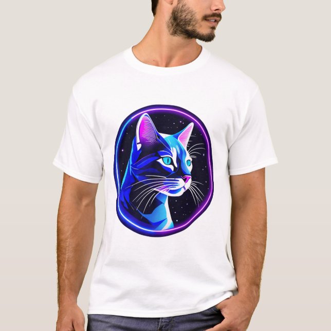 Camiseta Neon Space Cat (Frente)