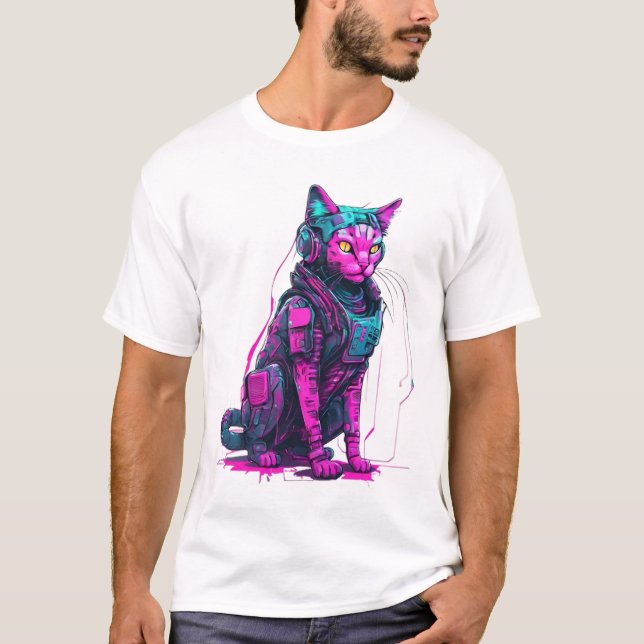 Camiseta Neon Tech Cat (Frente)
