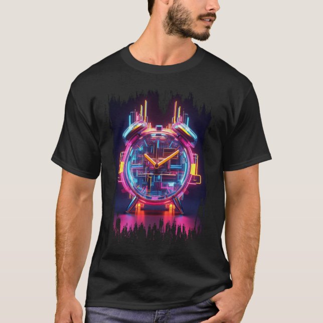 Camiseta Neon Techno Clock T-Shirt (Frente)