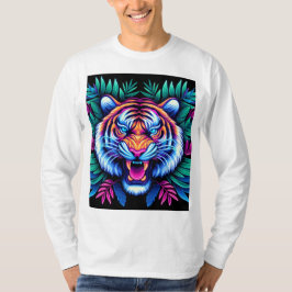 Camiseta Neon Tiger e folhas da selva
