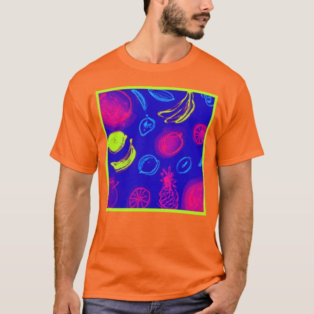 Camiseta Neon Tropical Fruta Padrões Art Comprar Agora (Frente)