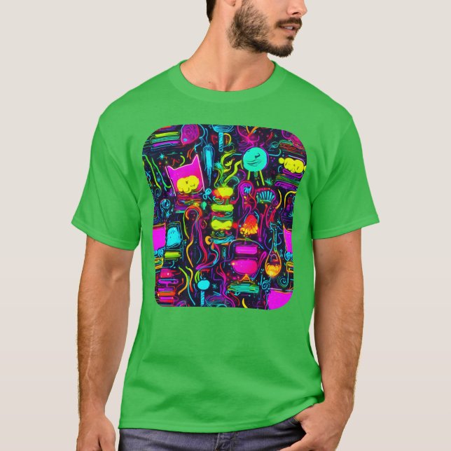 Camiseta Neon UV Style Vintage 80s Retro girl (Frente)