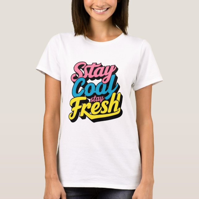 Camiseta Neon Vibes: Mantenha-Se Legal, Fique Fresco Na Cam (Frente)