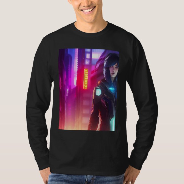 Camiseta Neon Vibrant Woman Girl Pink Red Purple Look City (Frente)