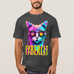 Camiseta Neon Whiskers Cyberpunk Cat