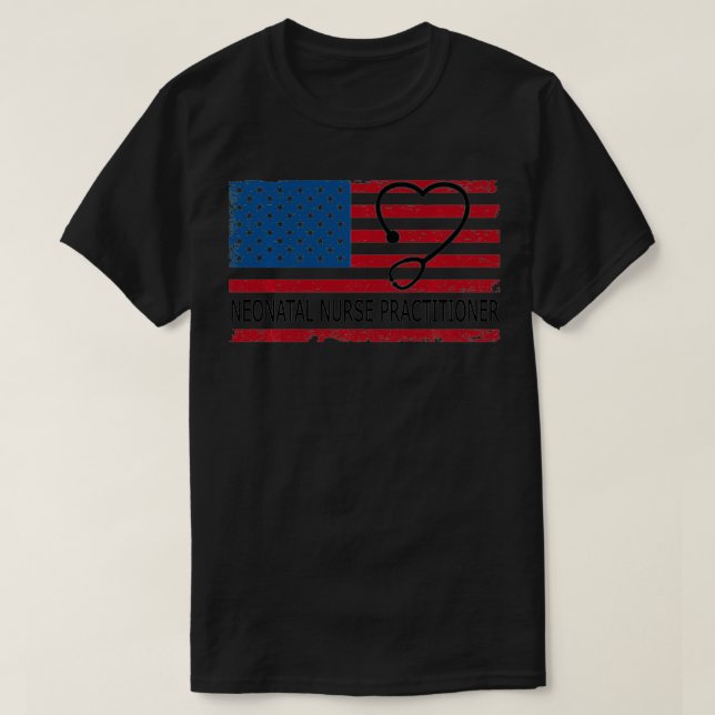 Camiseta Neonatal NICU Nurse Praticador Americano Flag Pat (Frente do Design)
