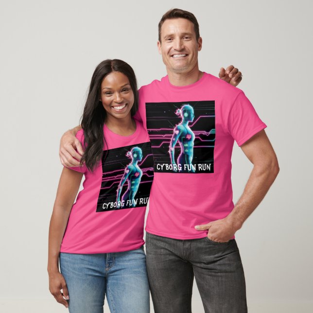 Camiseta NeonPulse Diversão Cyborg Executar Tee (Unissex)