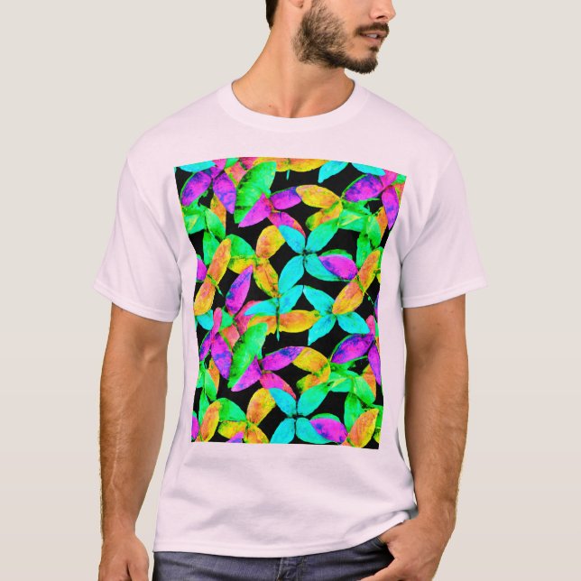 Camiseta Neonscape Leaf Pattern (Frente)