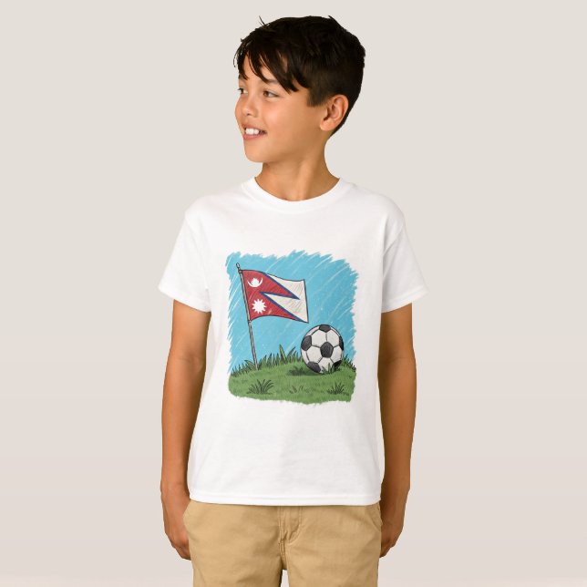Camiseta Nepal flag and soccer ball (Frente Completa)