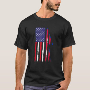 Camiseta Nepalês Raízes Half American Flag Patriótico Nepal