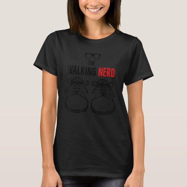 Camiseta Nerd Andando Rock Gamer Geek Divertido Nerd (Frente)