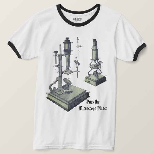 Camiseta nerd Antiquado de Ciência do Microscópio do Século (Frente do Design)