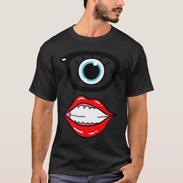 Camiseta Nerd Bonito Monstro Face A Um Olho Fácil Halloween (Frente)