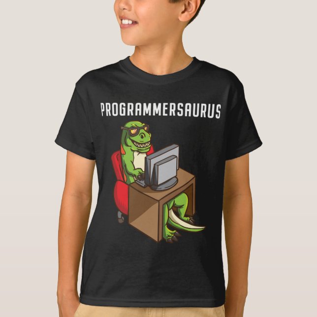 Camiseta Nerd de Codificação de Programação do Dinossauro T (Frente)