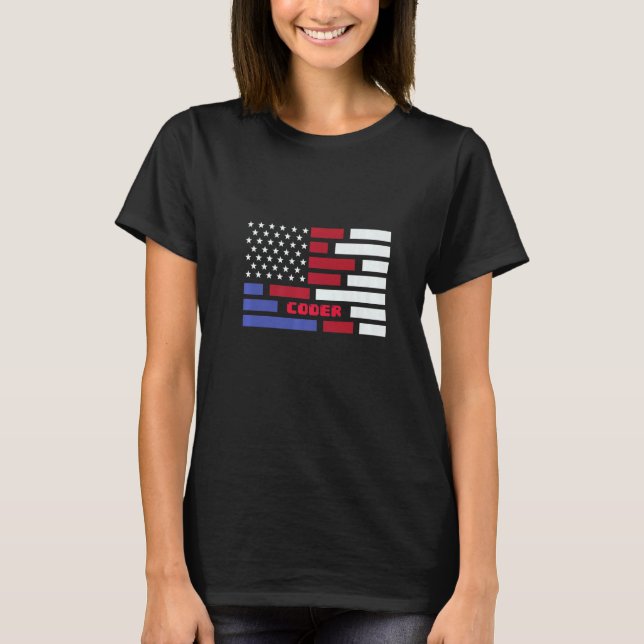 Camiseta Nerd de Computador Codificador de Sinalizador Amer (Frente)