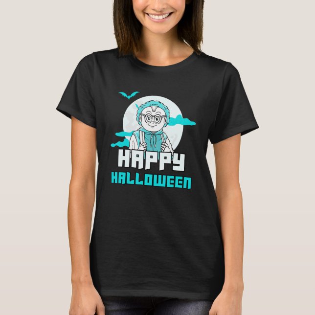 Camiseta Nerd de Dados de Trick ou Tratar de Robô Inglês Fe (Frente)