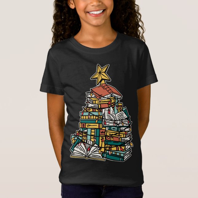 Camiseta Nerd de Leitura de Árvore do Natal (Frente)