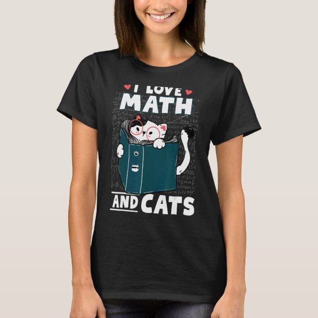 Camiseta Nerd De Matemática Cat. Eu Adoro Matemática E Gato (Frente)