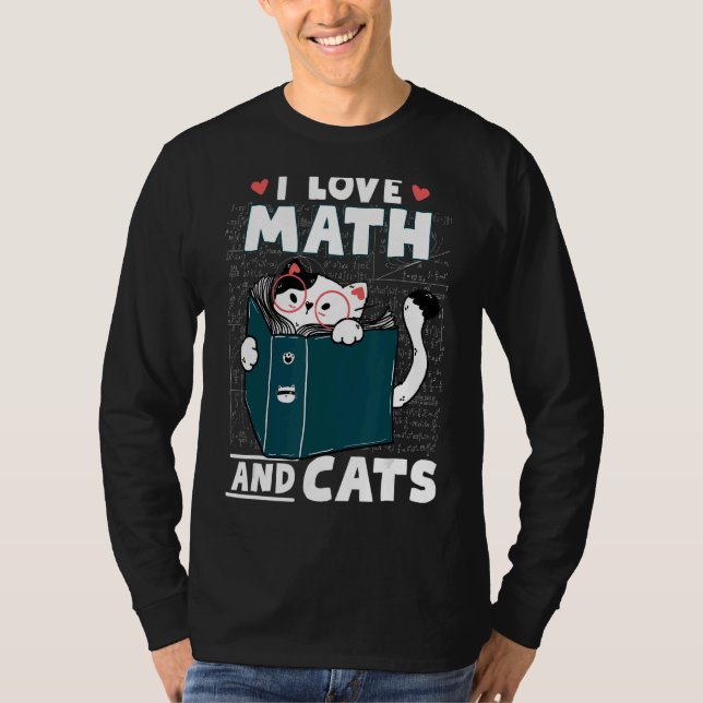 Camiseta Nerd De Matemática Cat. Eu Adoro Matemática E Gato (Frente)