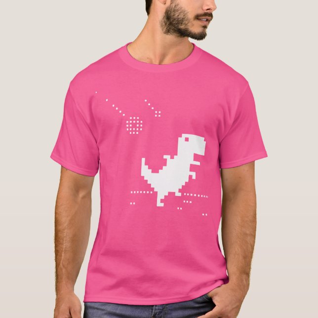 Camiseta Nerd de Meteorito Offline do Geek Pixel T-Rex (Frente)