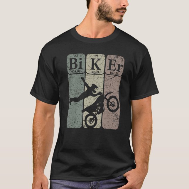 Camiseta Nerd de Motocross Bike com Elementos de Mesa Perió (Frente)