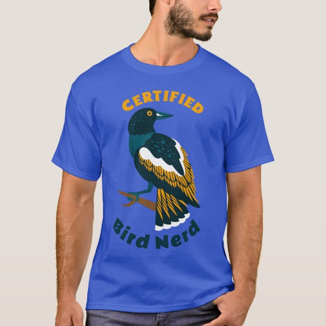 Camiseta Nerd de pássaros certificados no quintal (Frente)