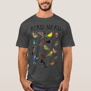 Camiseta "Nerd de pássaros diferentes tipos de pássaros" Pr