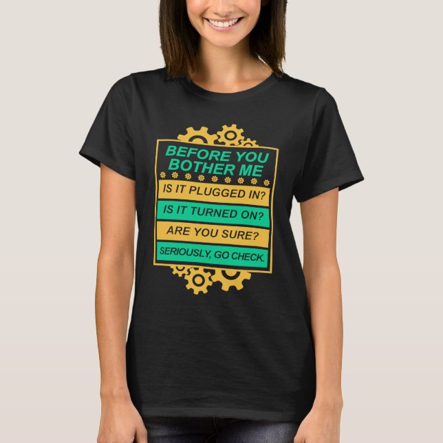 Camiseta Nerd do Geek Sysadmin de TI Checklist para o supor (Frente)