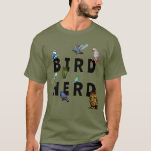 Camiseta Nerd, papagaios, coruja, pombos, kookaburra