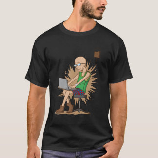 Camiseta Nerd que bebe café cortando pendurado no gotejamen