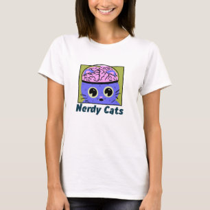 Camiseta Nerdy Cats, Design do Cérebro T-Shirt