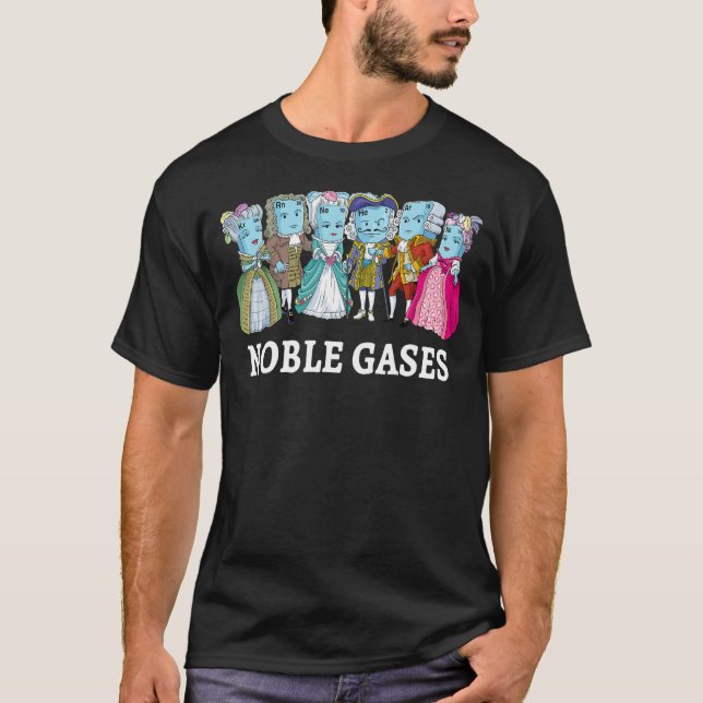 Camiseta Nerdy de Mesas Periódica da Piada do Noble Gases S (Frente)