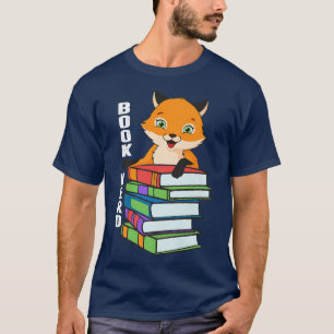 Camiseta Nerdy Fox Book, Amante de os animais Engraçado Par