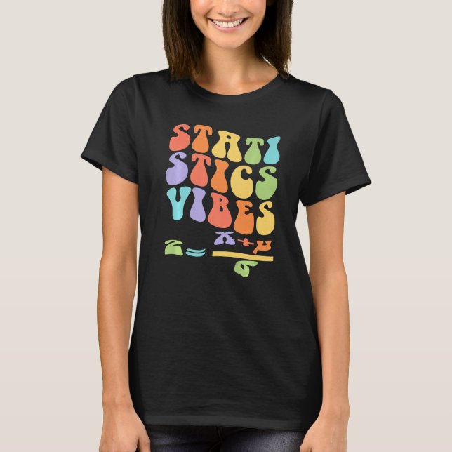 Camiseta Nerdy Groovy Statistics Vibes Math Teacher (Frente)
