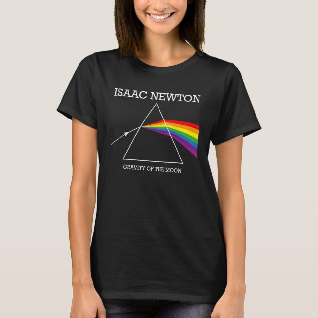 Camiseta Nerdy Isaac Newton Prism Gravidade da Lua Rock (Frente)