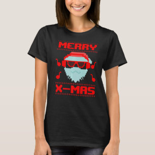 Camiseta Nerdy Merry Xmas Declaração de Natal Santa Claus P