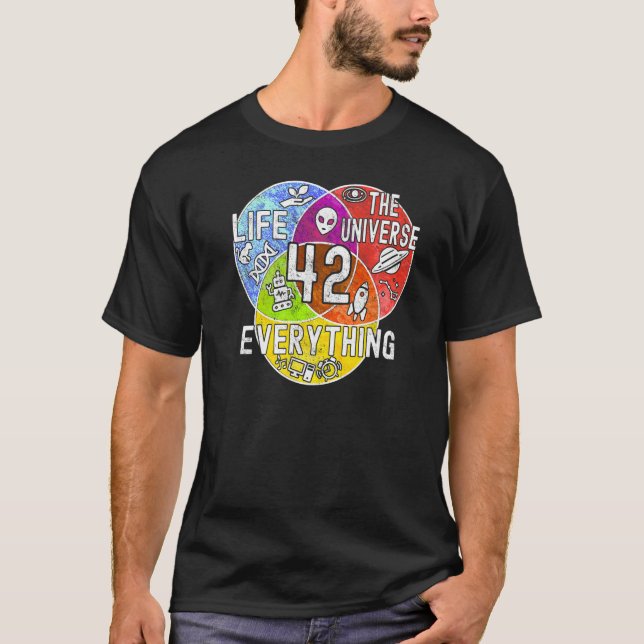 Camiseta Nerdy Significado da Vida 42 Venn Diagram Math Pro (Frente)